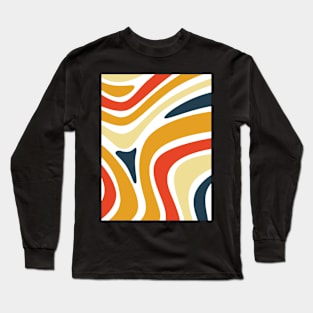 Wavy Pattern Design, yellow, mustard, blue, red Long Sleeve T-Shirt